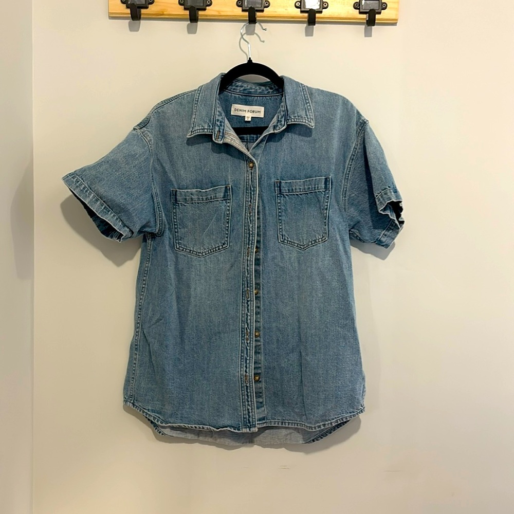 Oversized denim shirt